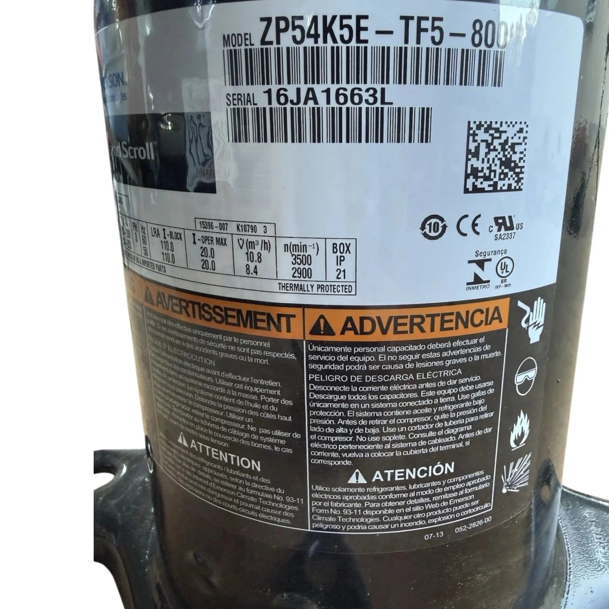 ZR54K5ETF5800 Genuine Copeland Scroll Compressor