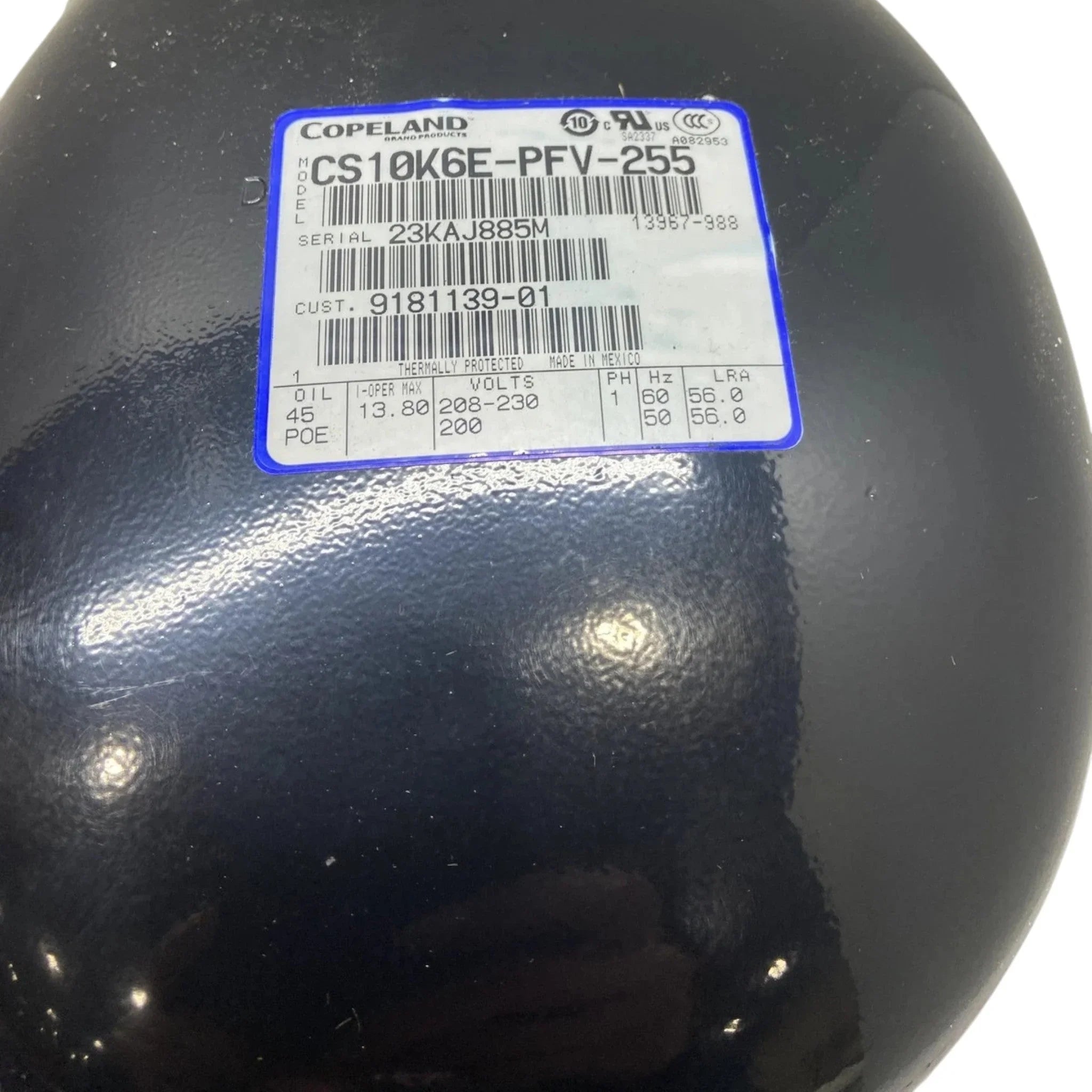 CS10K6E-PFV-255 Genuine Copeland Scroll Compressor