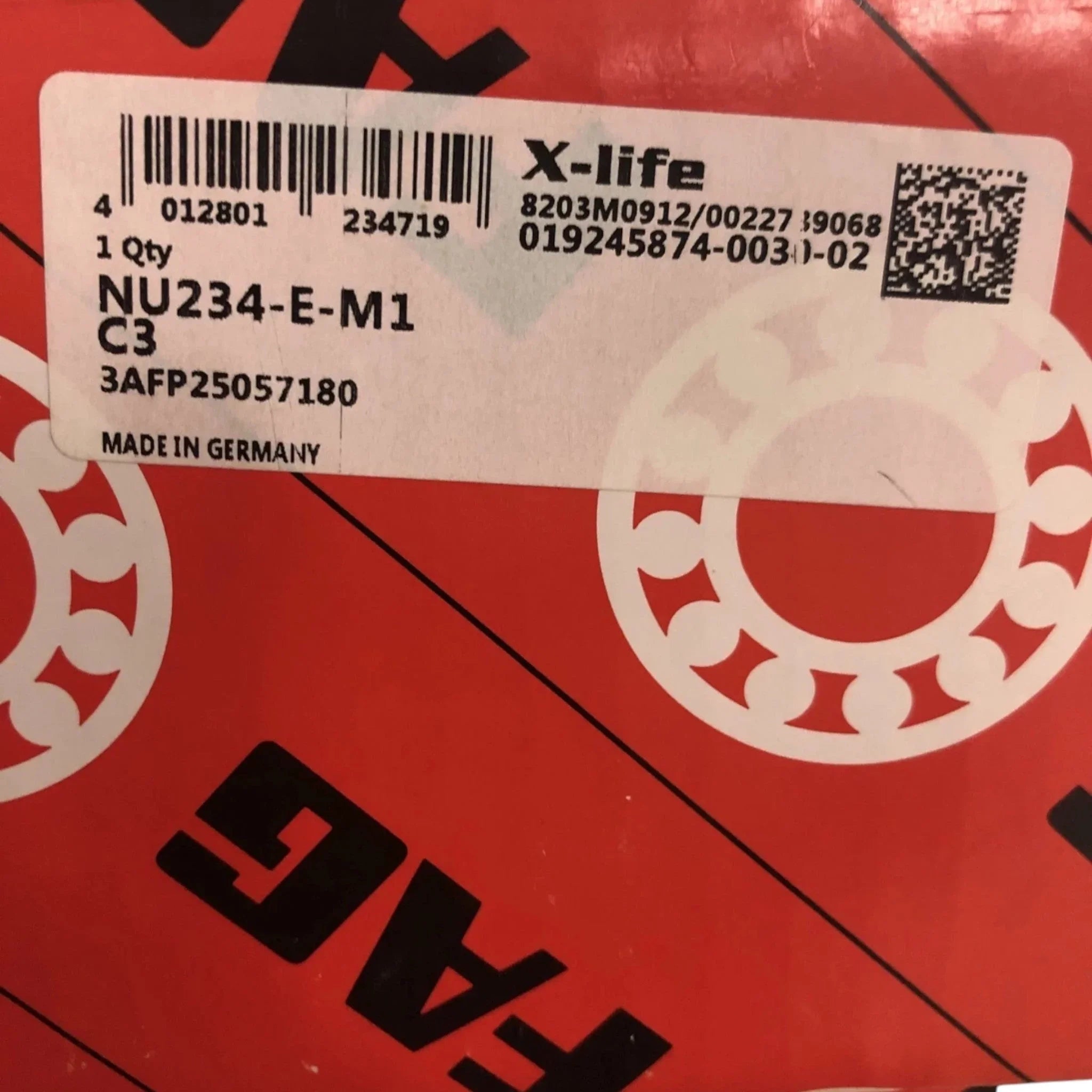 NU234-E-M1-C3 Genuine FAG Cylindrical Roller Bearing