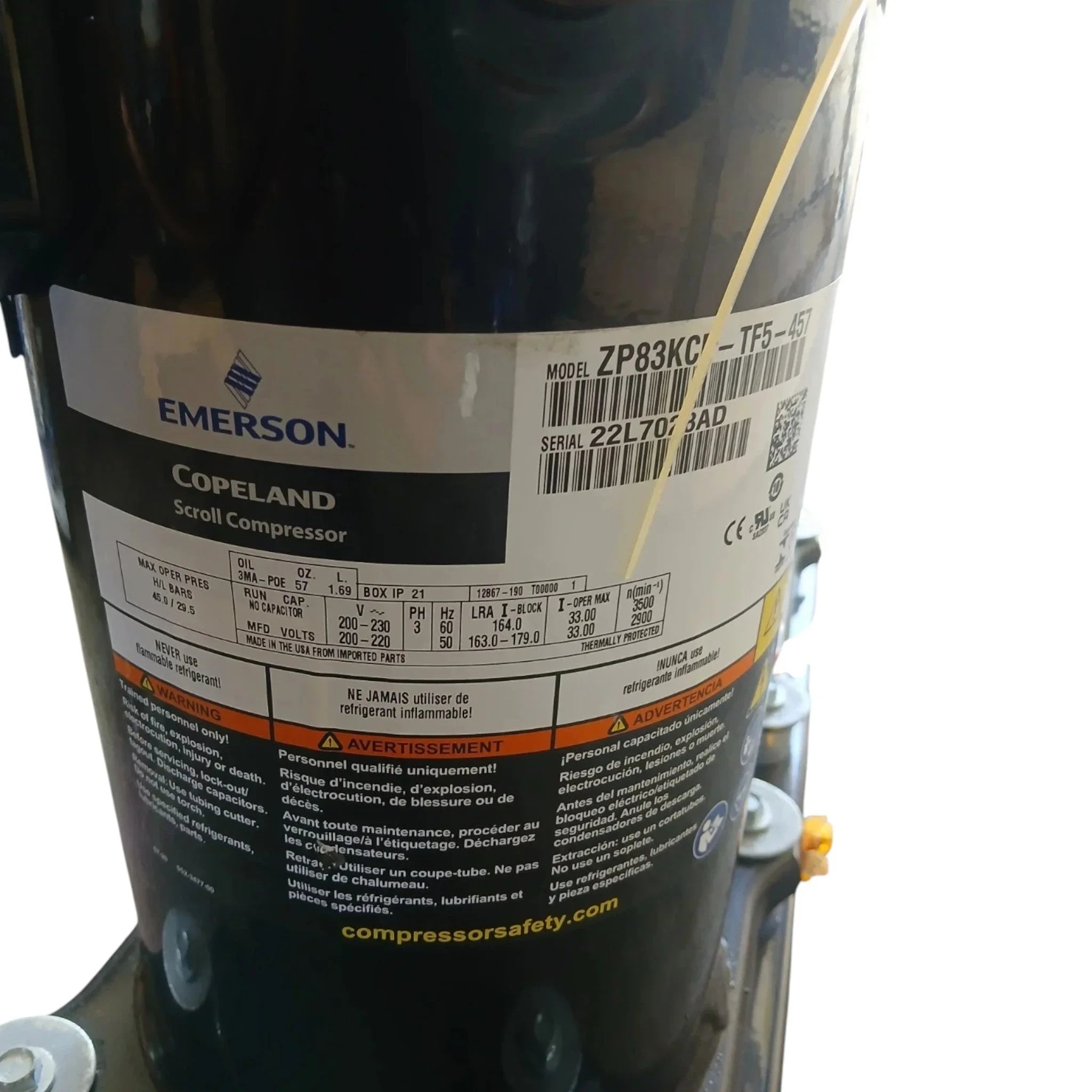 ZPT166KCETF5250 Genuine Copeland Scroll Compressor