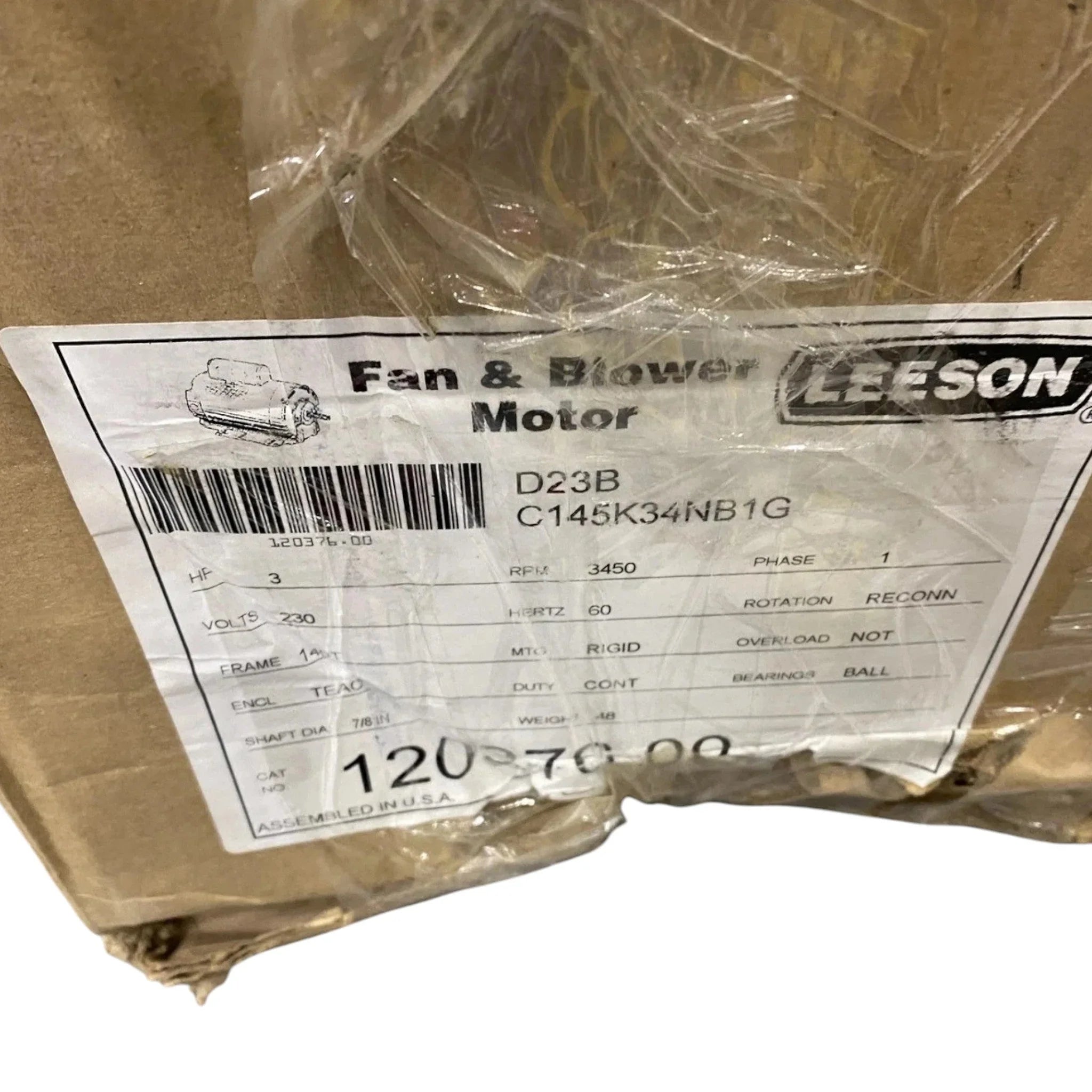 120376.00 Genuine Leeson Fan Blower Motor 230V HP3