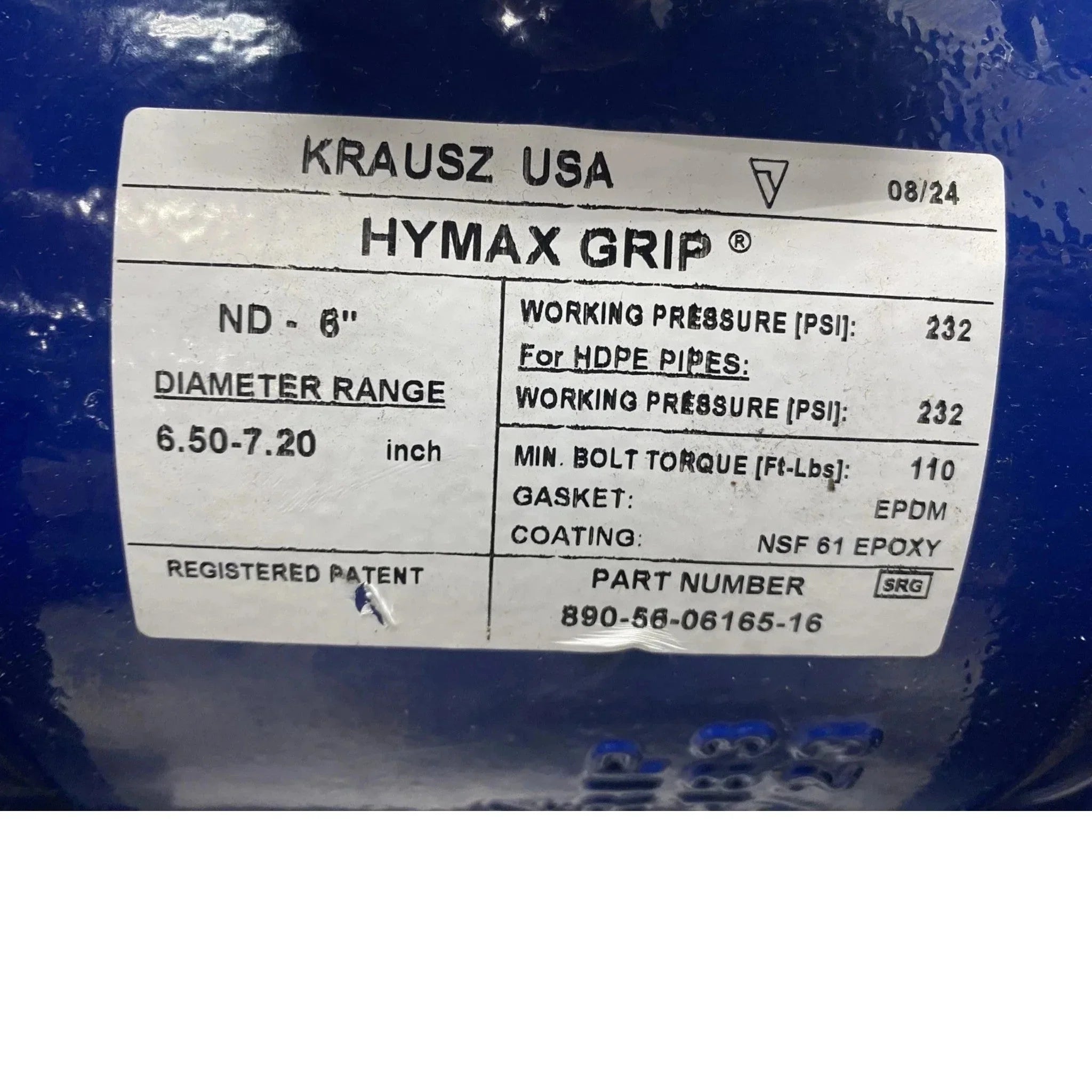 890-56-06165-16 Hymax Grip Restraint Coupling 6.5 - 7.2"