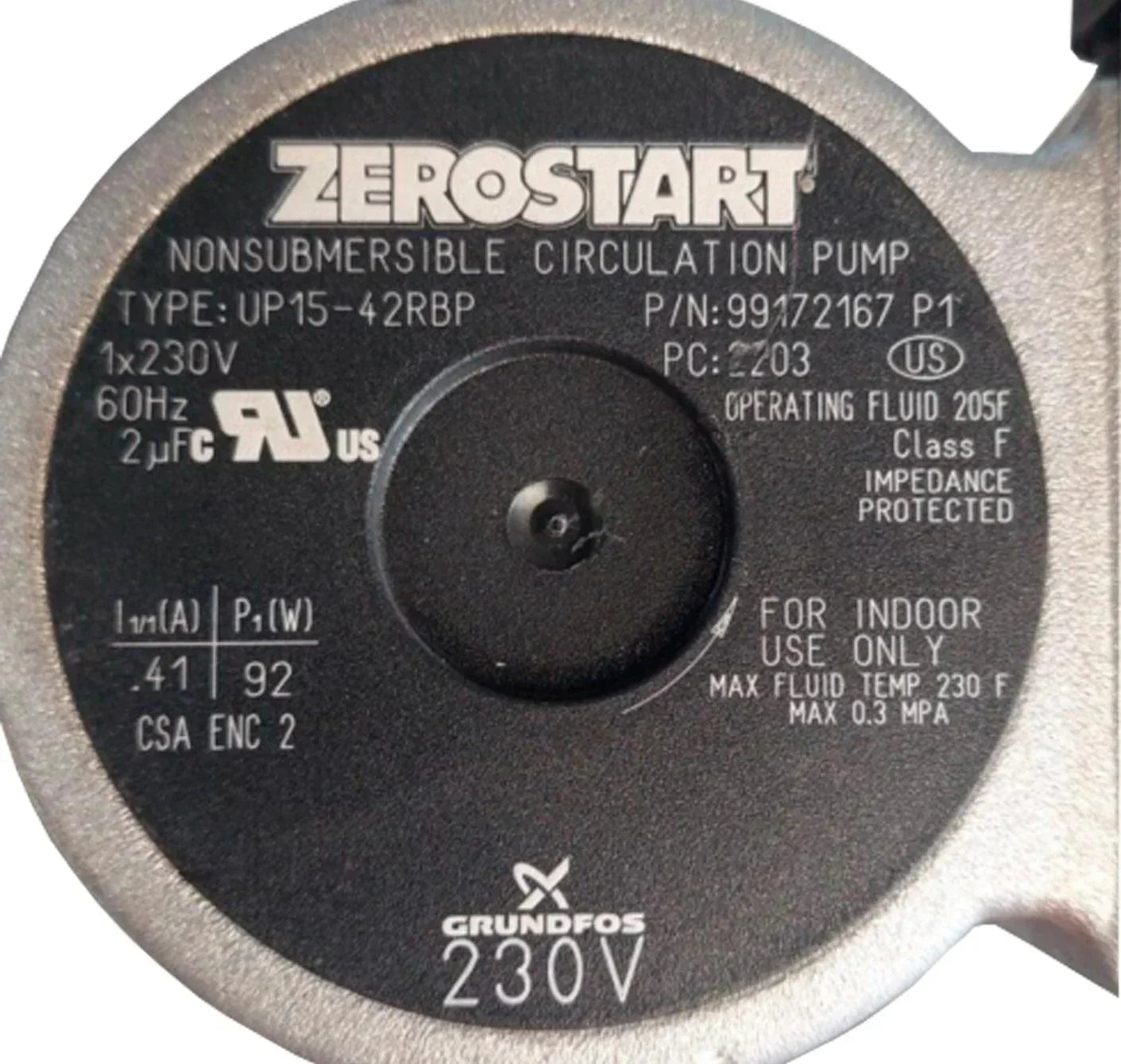 UP15-42RBP Zerostart Non-Submersible Circulation Pump 99172167 60 Hz 230V