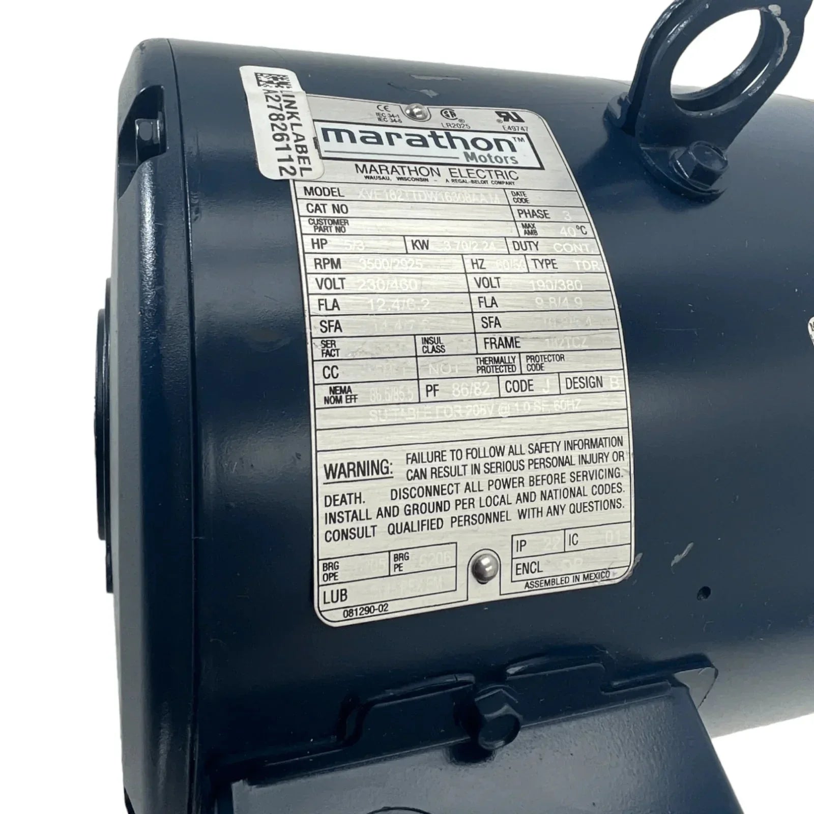 XVE182TTDW16308AAM Genuine Marathon Electric Motor 230/460V 3Phase