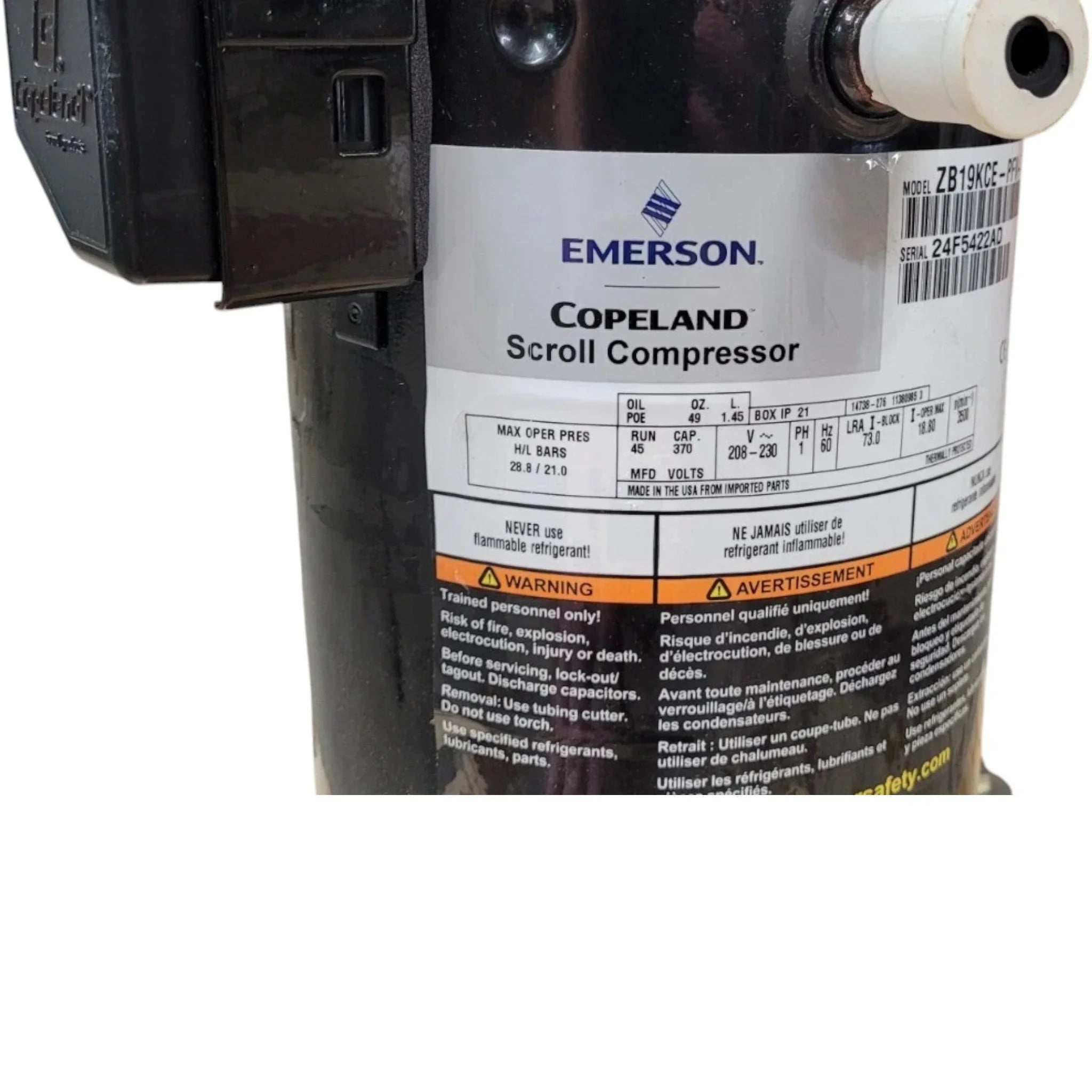 ZB19KCE-PFV-205 Genuine Copeland Scroll Compressor