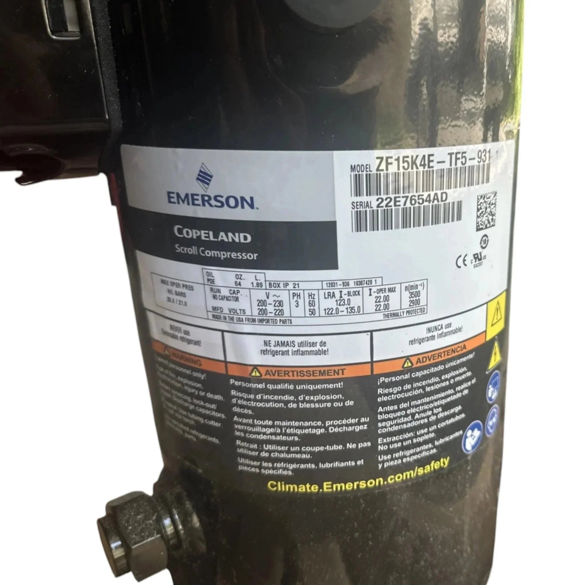ZF15K4E-TF5-931 Copeland Scroll Compressor