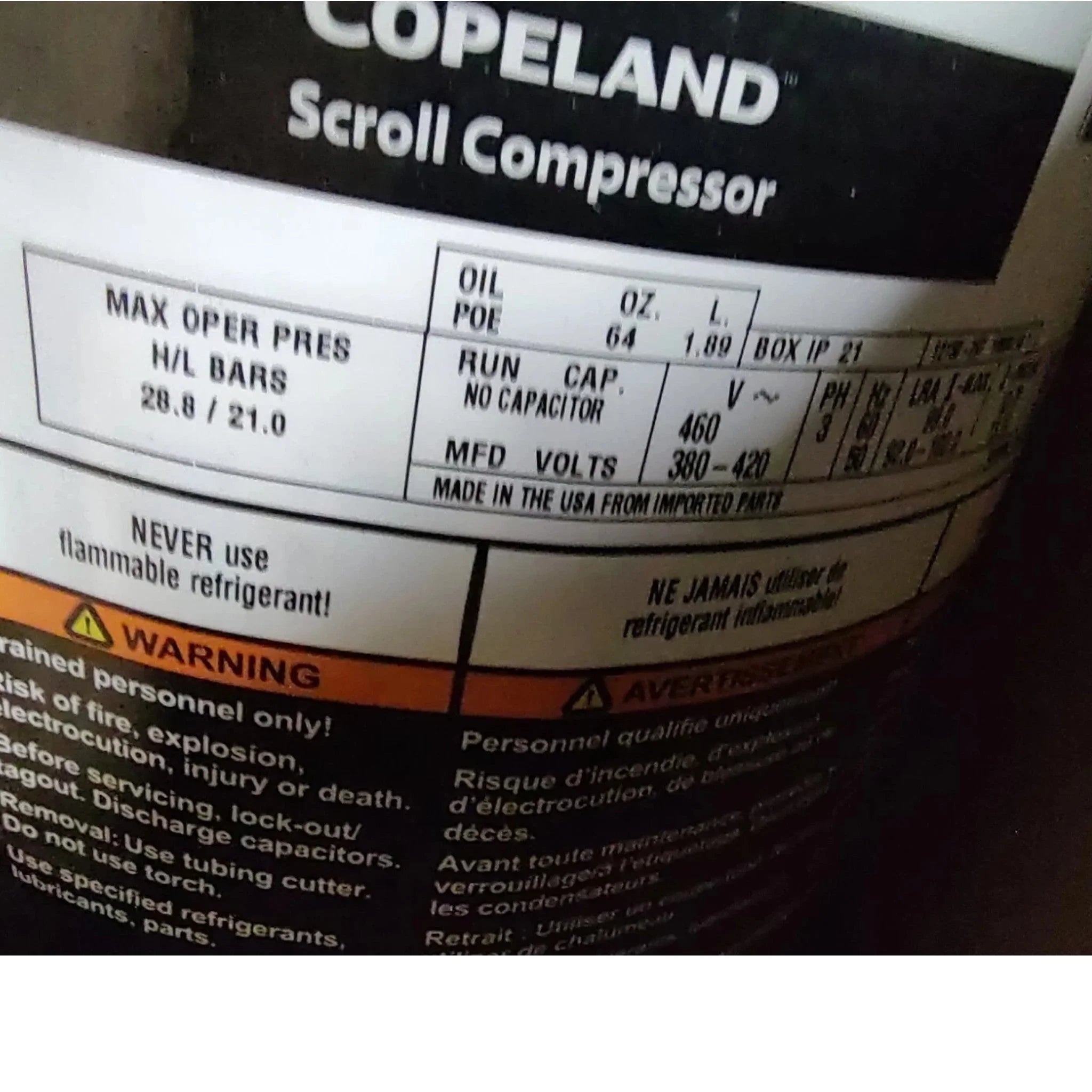 ZF25K4ETFD251 Genuine Copeland Scroll Compressor