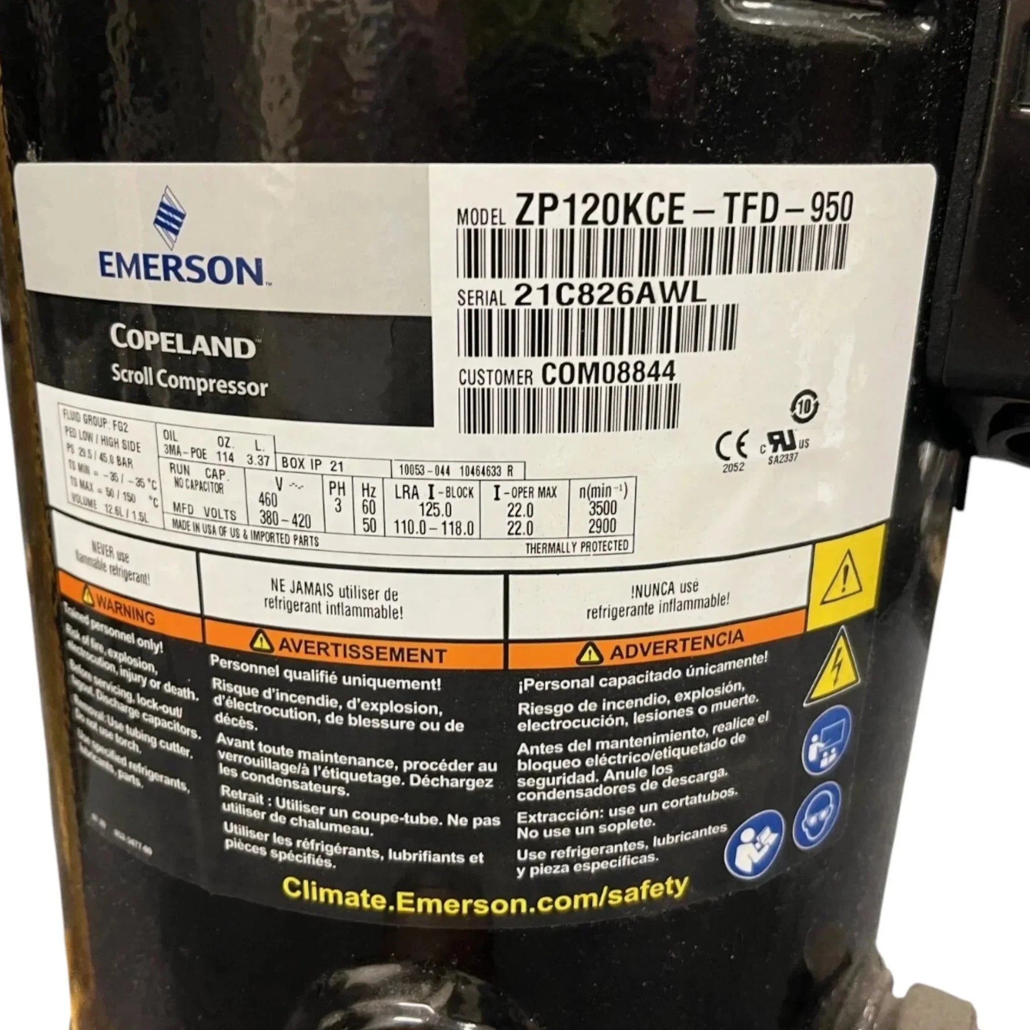 ZP120KCE-TFD-950 Copeland Scroll Compressor