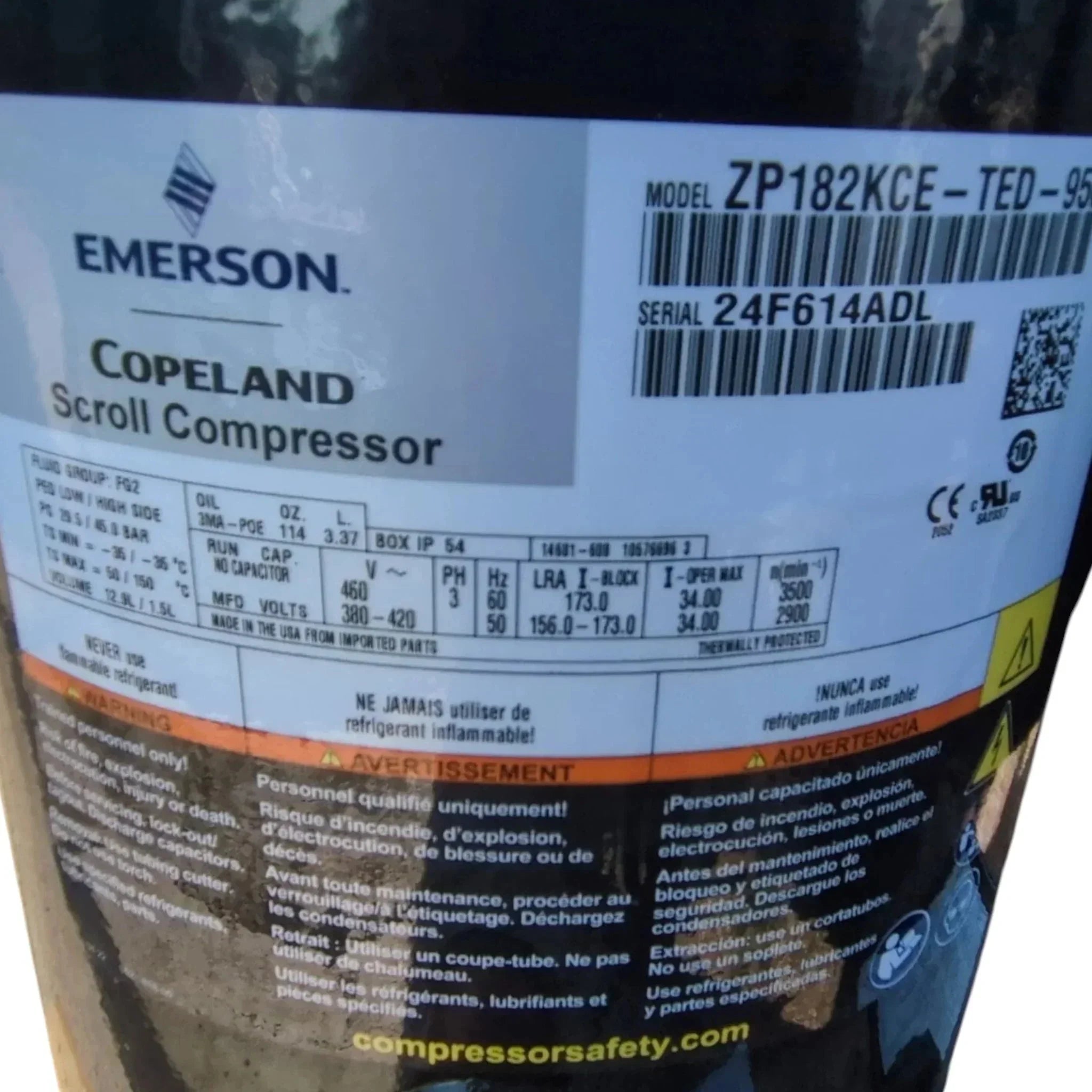 ZP182KCETED950 Copeland Scroll Compressor