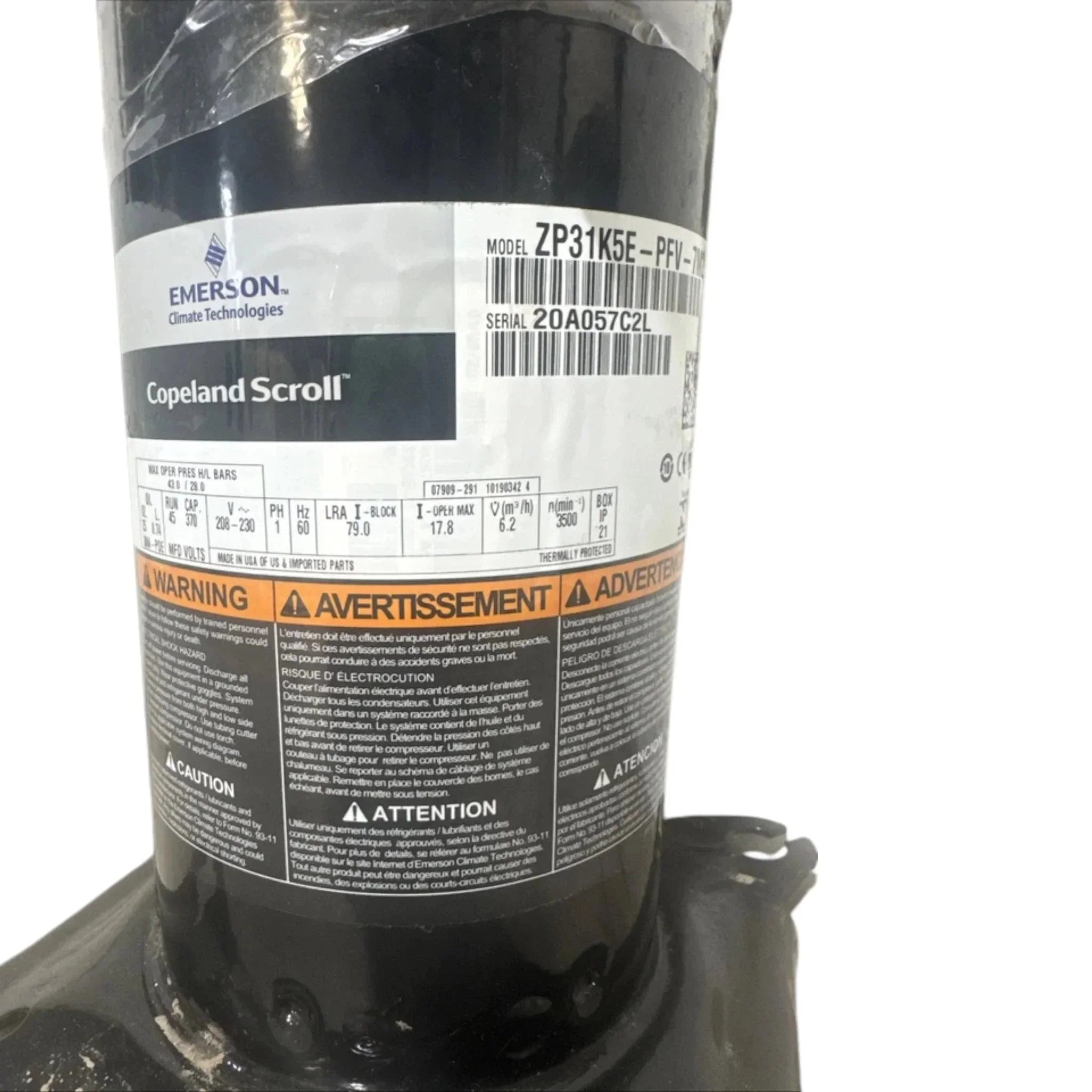 ZP31K5E-PFV-7M2 Copeland Scroll Compressor