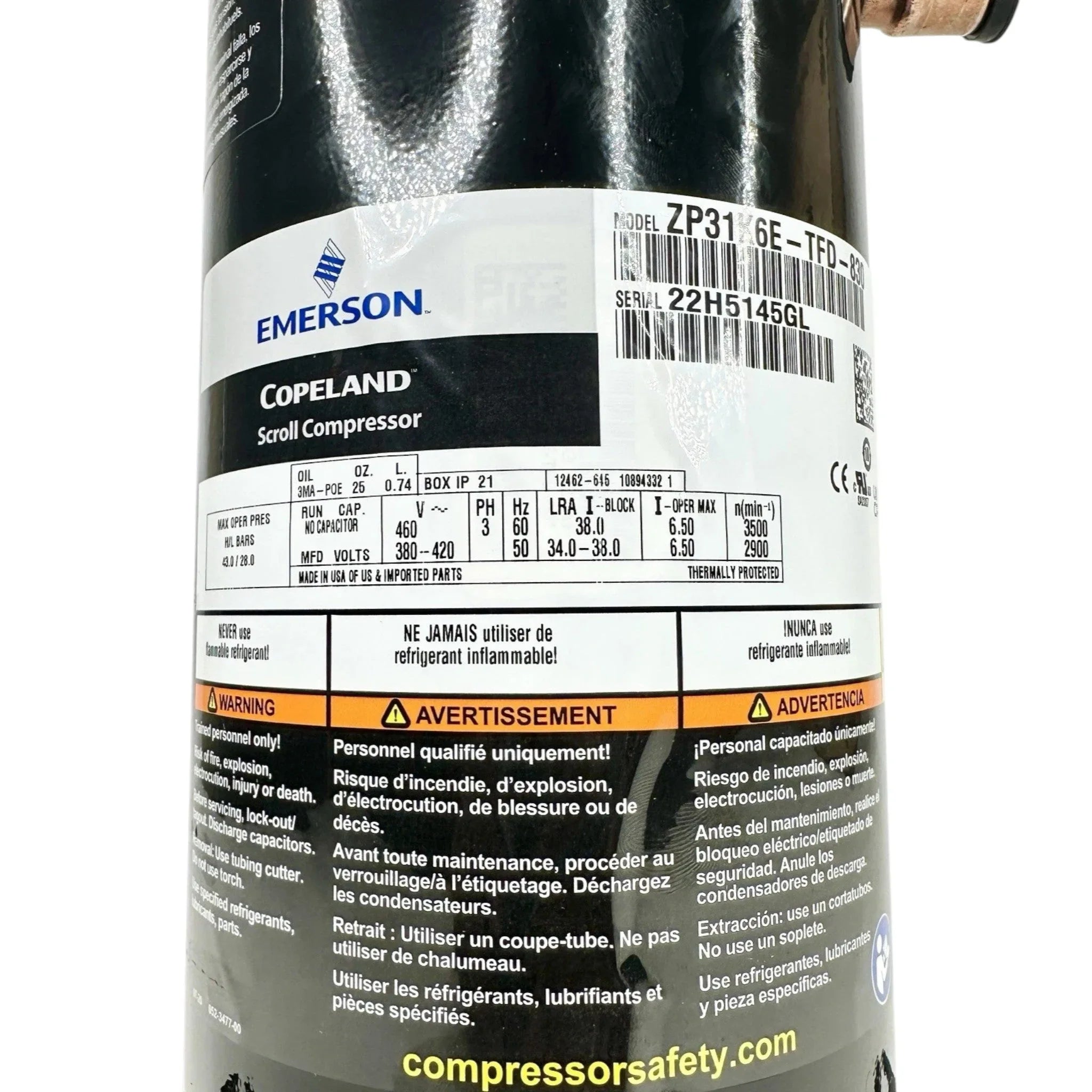 ZP31K6ETFD830 Genuine Copeland Scroll Compressor