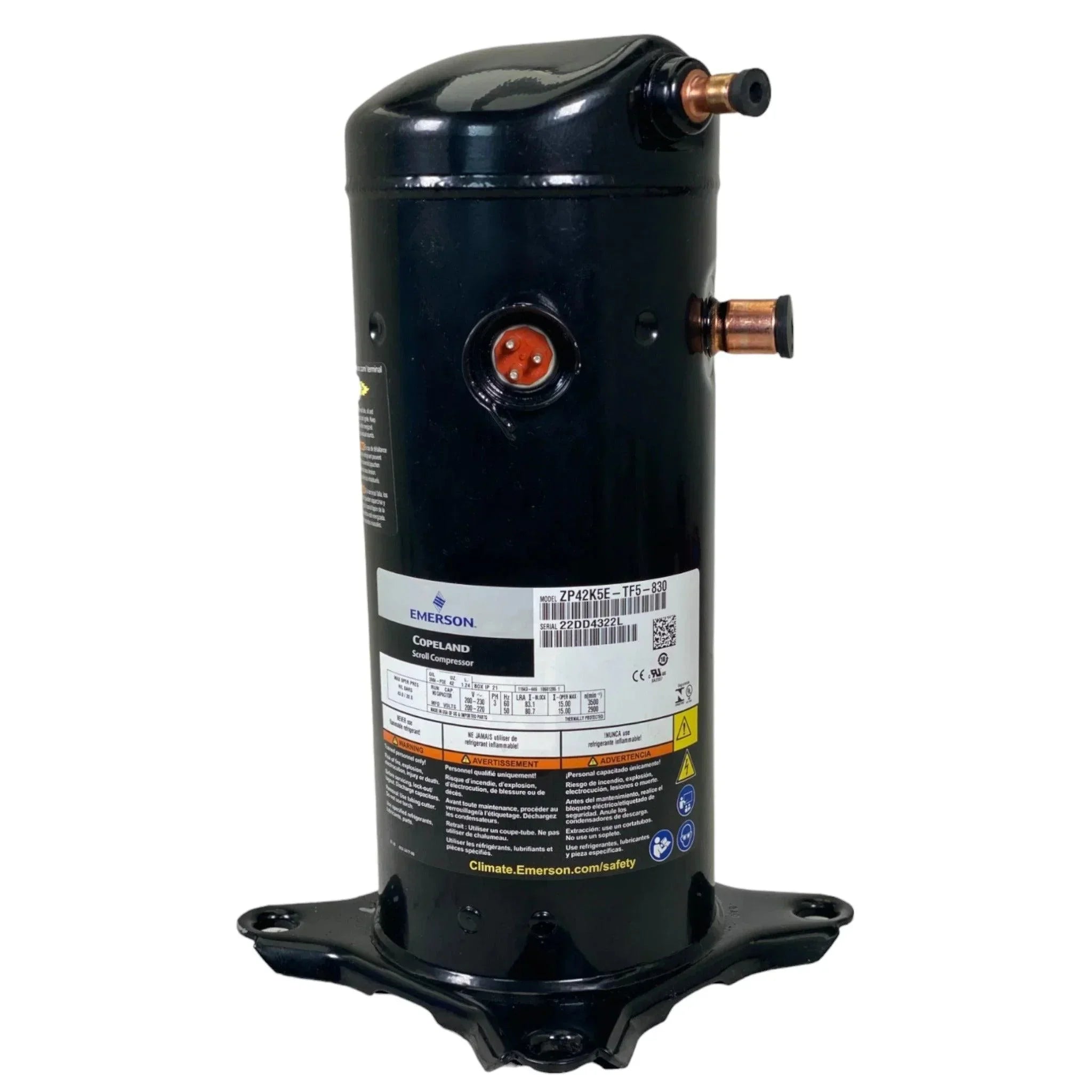 ZP42KSETFS830 Copeland Scroll Compressor R410A/R410B 200-230 Volt 50/60HZ