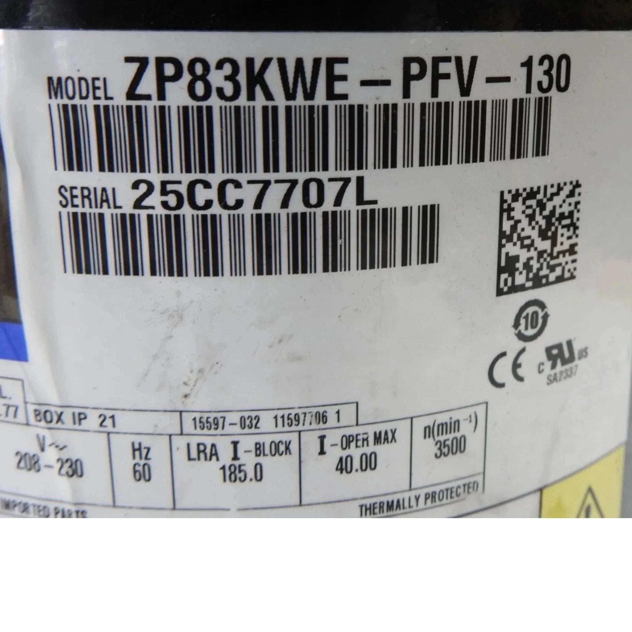 ZP83KWE-PFV-130 Copeland Scroll Compressor