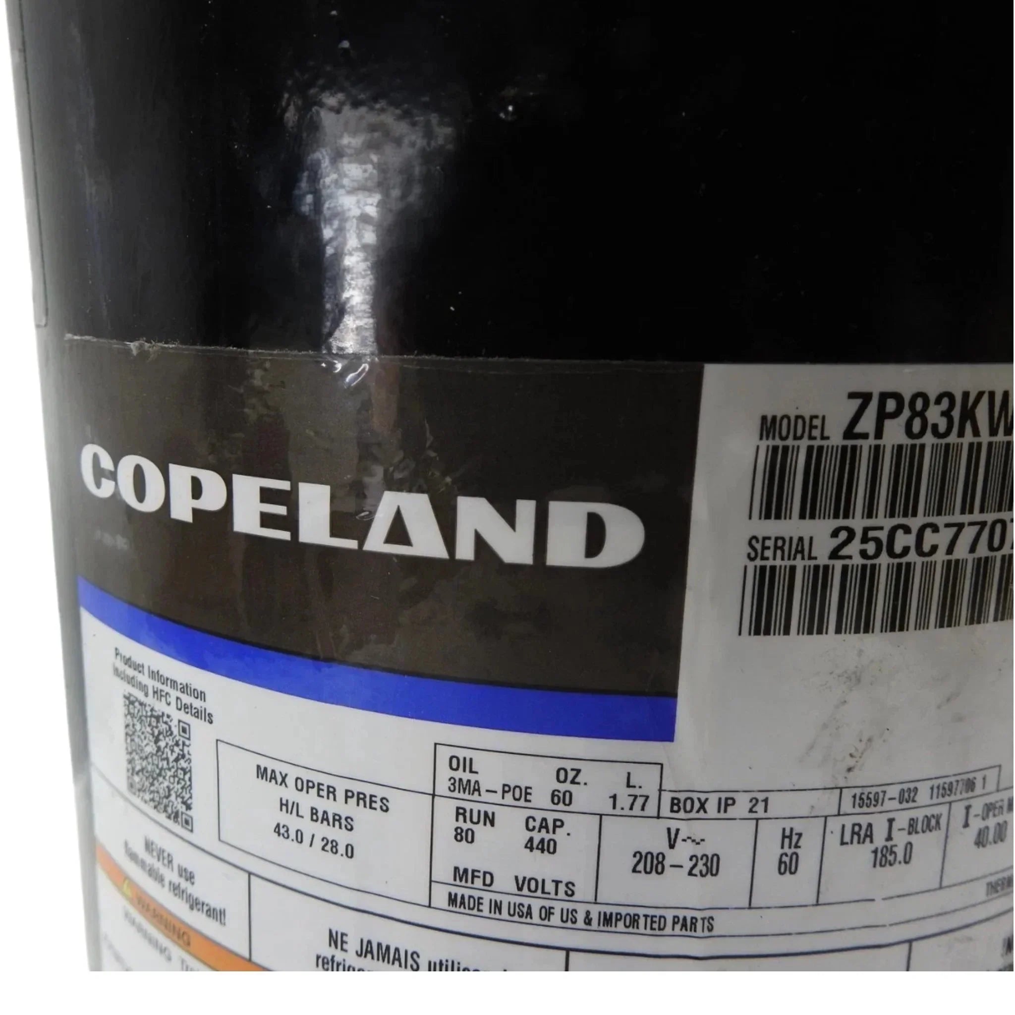 ZP83KWE-PFV-130 Copeland Scroll Compressor