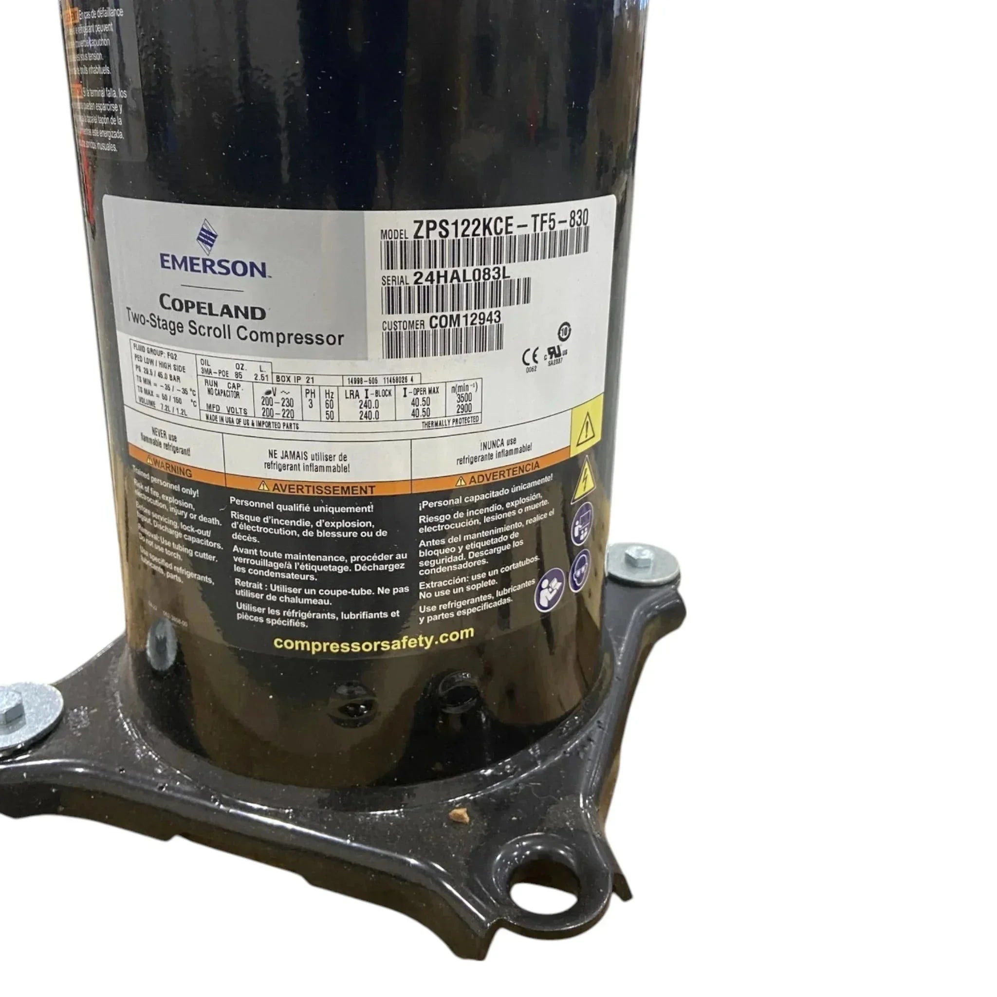 ZPS122KCE-TF5-830 Genuine Copeland Scroll Compressor