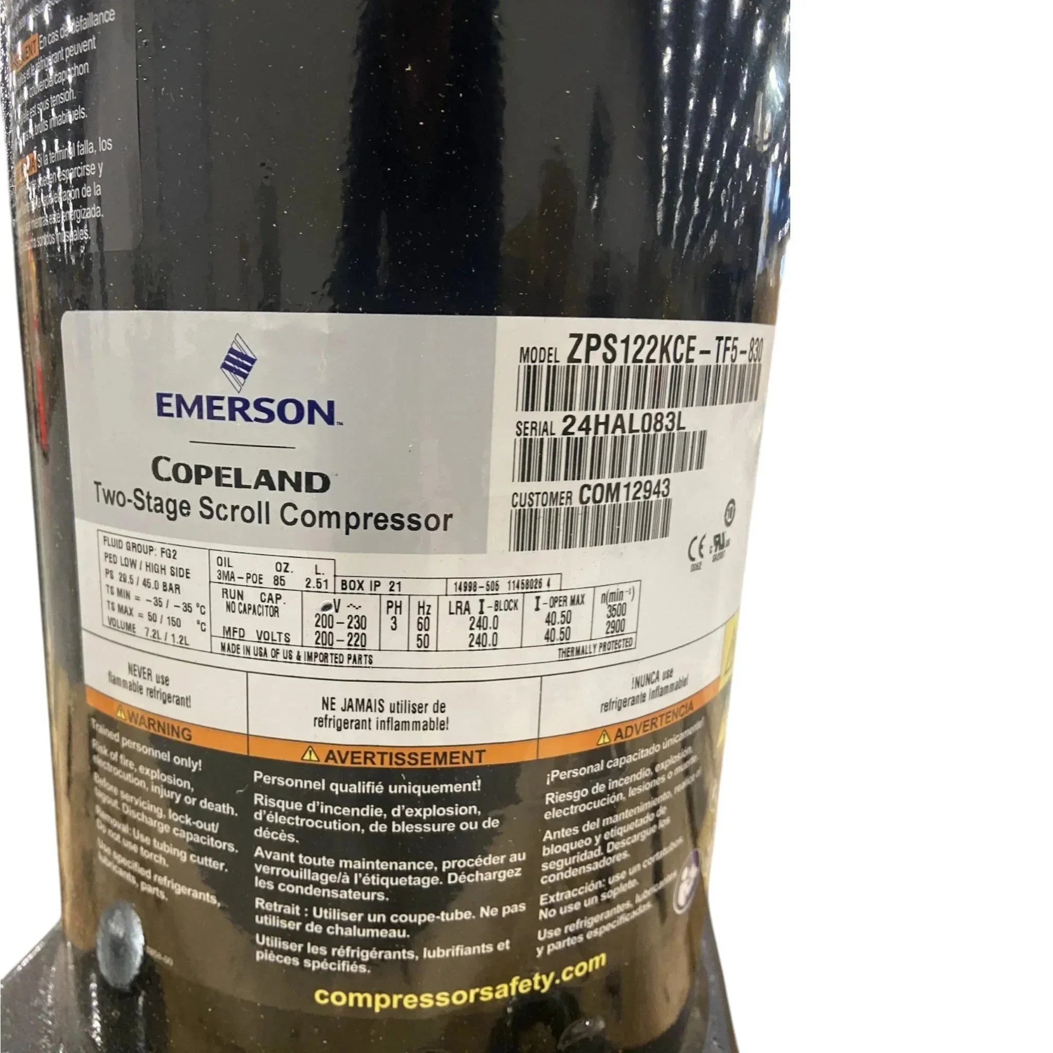 ZPS122KCE-TF5-830 Genuine Copeland Scroll Compressor