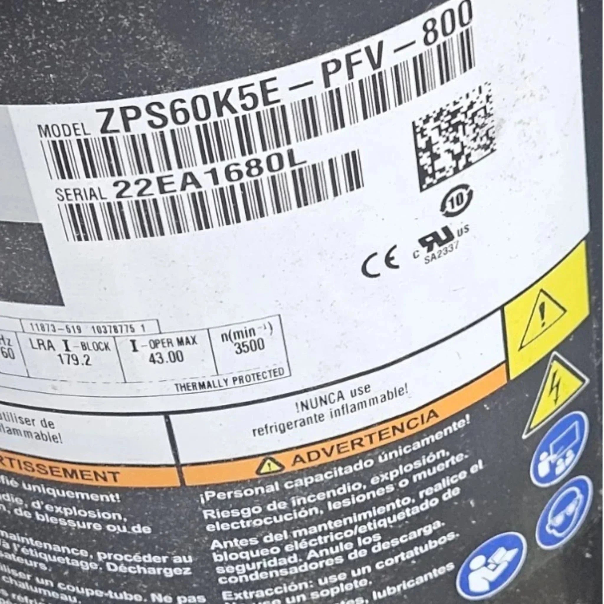 ZPS60K5EPFV800 Genuine Copeland Scroll Compressor