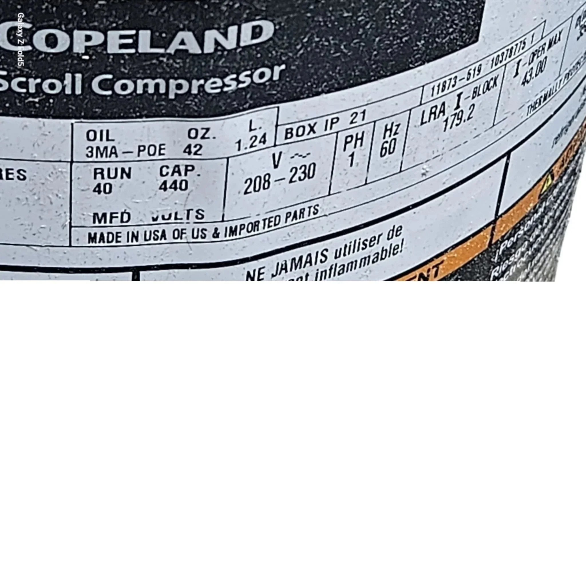 ZPS60K5EPFV800 Genuine Copeland Scroll Compressor