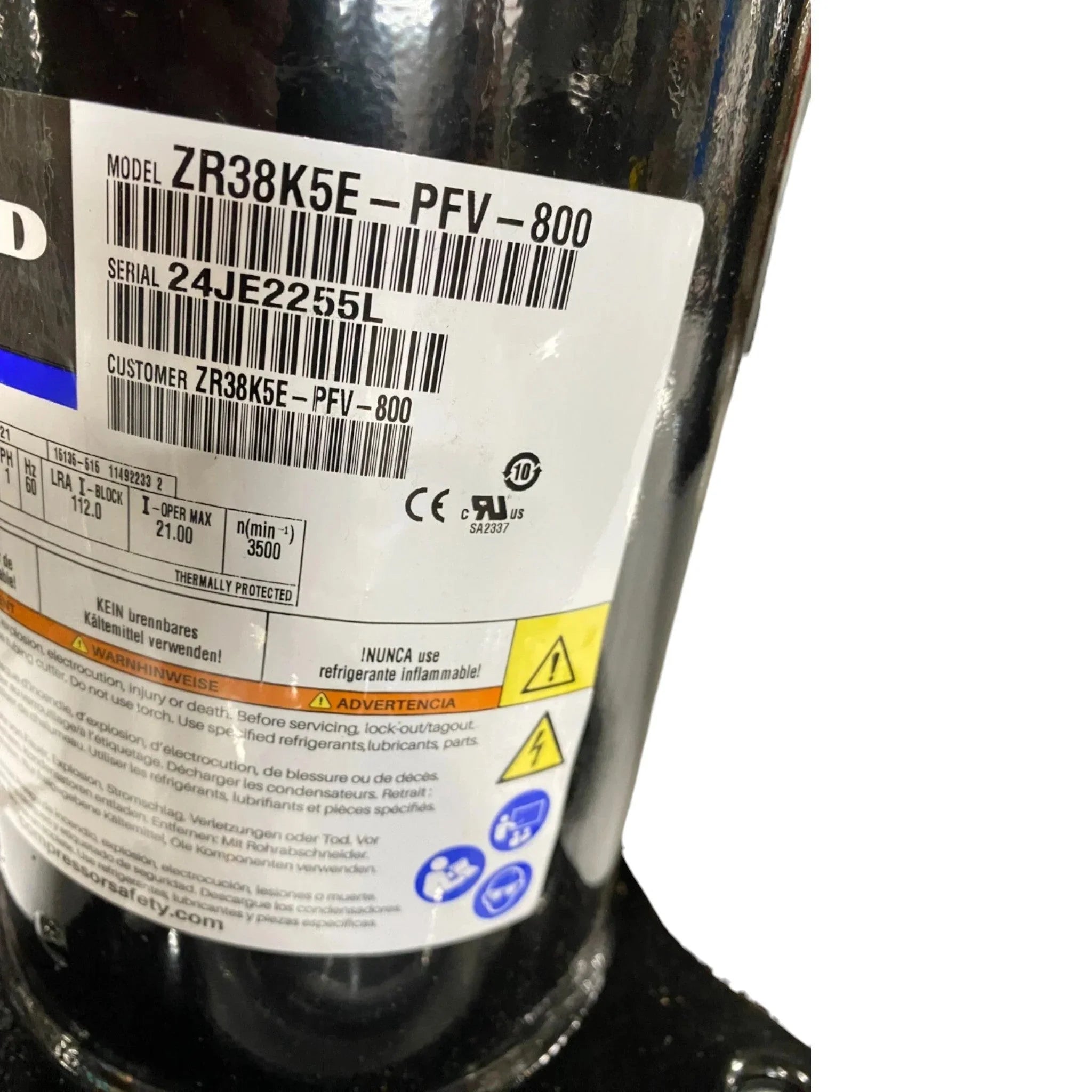 ZR38K5E-PFV-800 Genuine Copeland Scroll Compressor