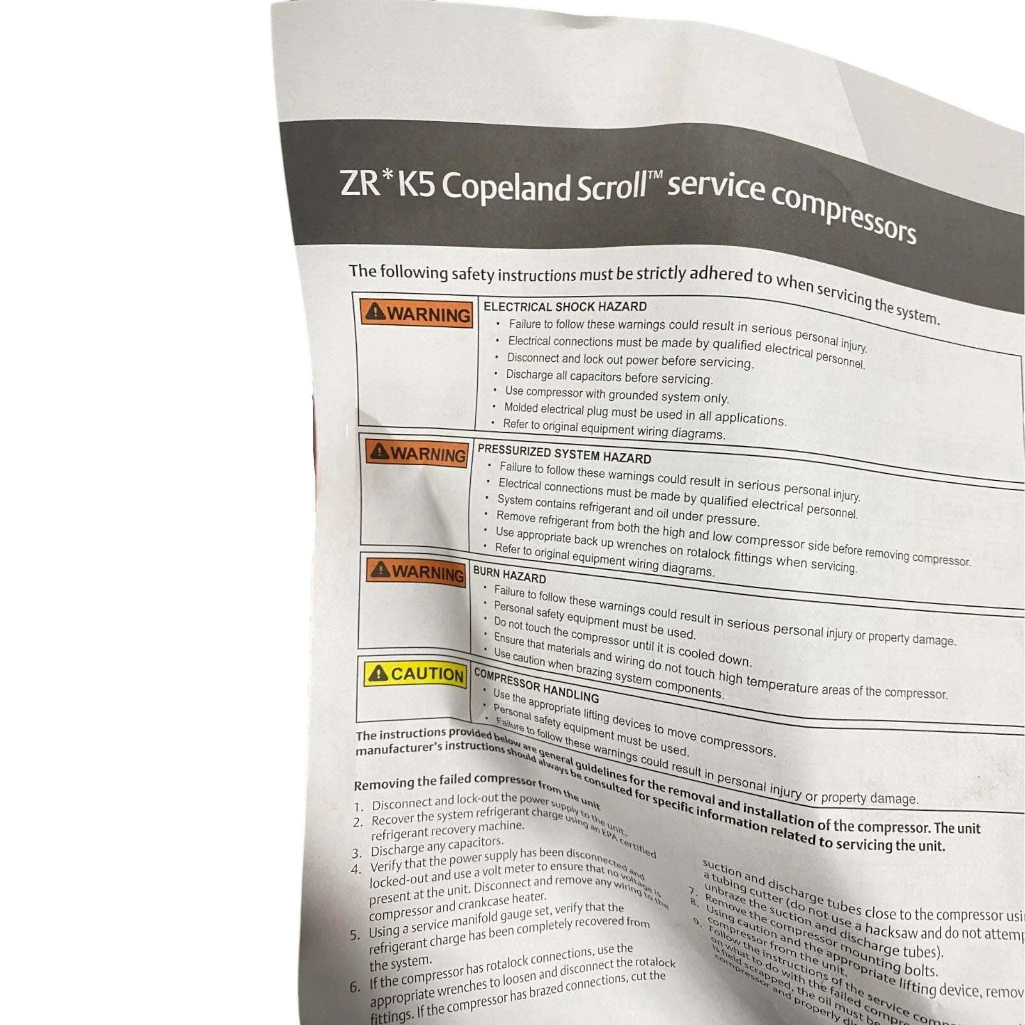 ZR38K5E-PFV-800 Genuine Copeland Scroll Compressor