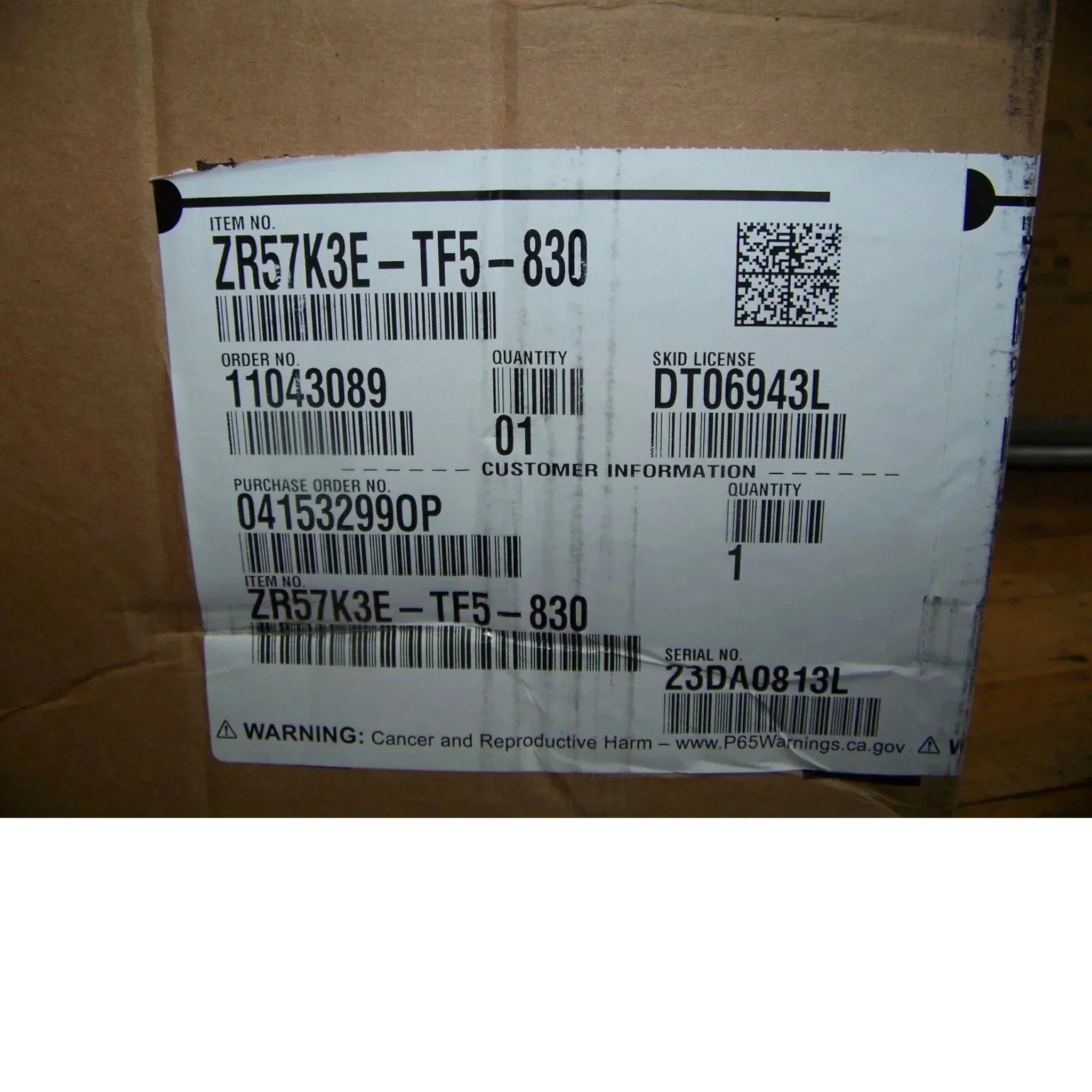 ZR57K3E-TF5-830 Genuine Copeland Scroll Compressor