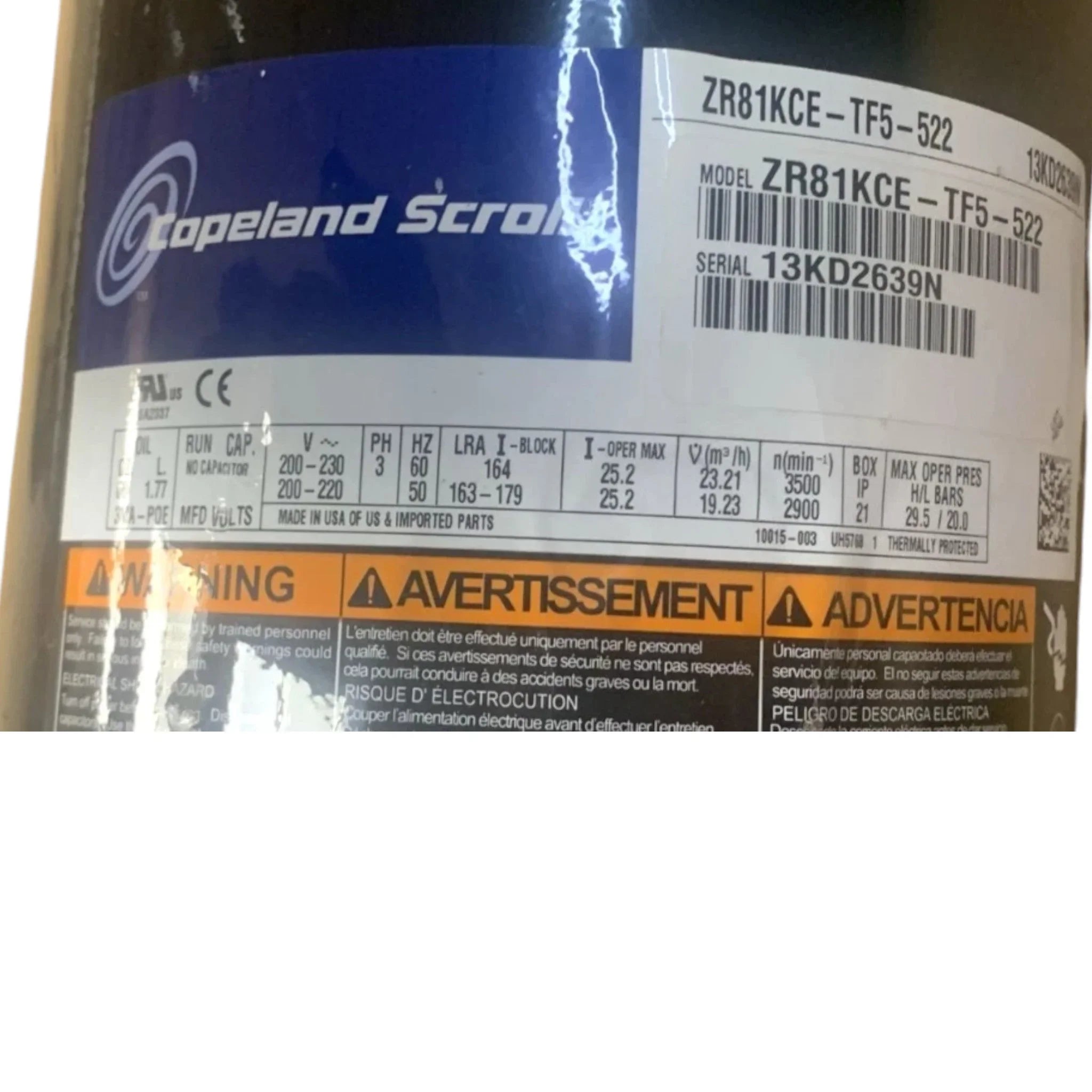 ZR81KCETF5522 Copeland Scroll Compressor