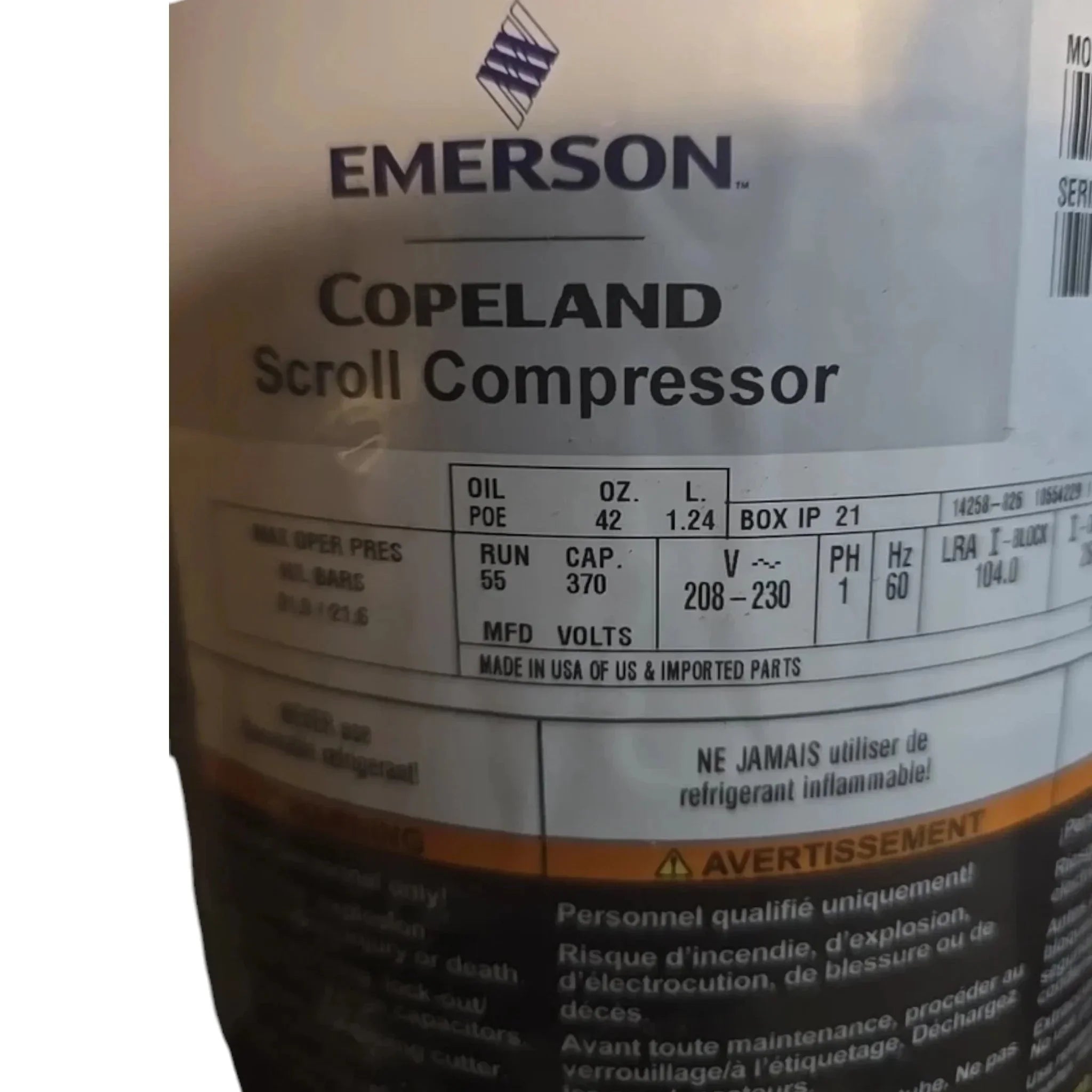 ZS26KAE-PFV-818 Genuine Copeland Scroll Compressor